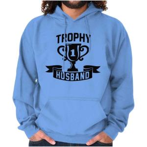 Brisco Brands Cool Trophy Husband Number 1 Hubby Hoodie Hooded Sweatshirt Men(Carolina Blue)
