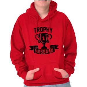 Brisco Brands Cool Trophy Husband Number 1 Hubby Hoodie Hooded Sweatshirt Men(Red)