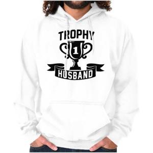 Brisco Brands Cool Trophy Husband Number 1 Hubby Hoodie Hooded Sweatshirt Men(White)
