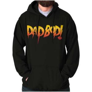 Brisco Brands Dad Bod Funny Fathers Day Gym Workout Hoodie Hooded Sweatshirt Men(Black)
