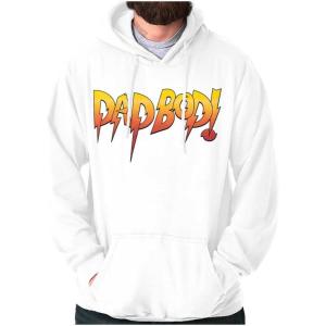 Brisco Brands Dad Bod Funny Fathers Day Gym Workout Hoodie Hooded Sweatshirt Men(White)
