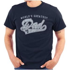 Brisco Brands World’s Greatest Dad Number 1 Father Mens Graphic T Shirt Tees(Navy)