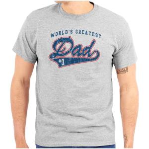 Brisco Brands World’s Greatest Dad Number 1 Father Mens Graphic T Shirt Tees(Sport Grey)