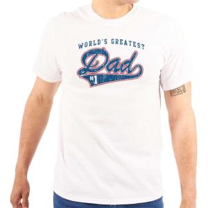 Brisco Brands World’s Greatest Dad Number 1 Father Mens Graphic T Shirt Tees(White)