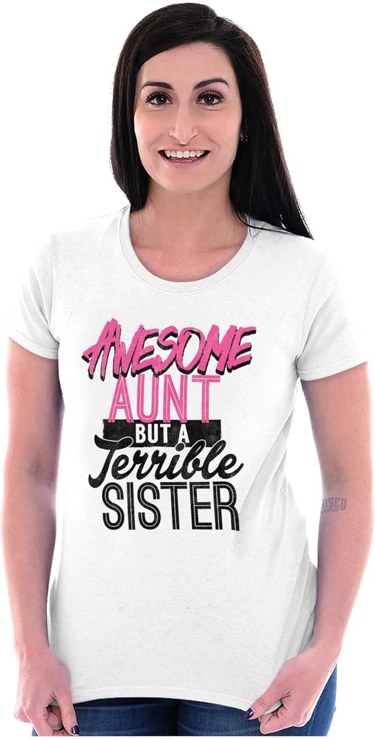 imageBest Awesome Crazy Sister Cute Funny Womens Slim Fit Graphic TeeWhite