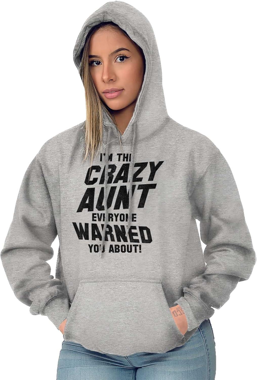 imageBrisco Brands Crazy Aunt Funny Fave Auntie Present Hoodie Sweatshirt WomenSport Grey