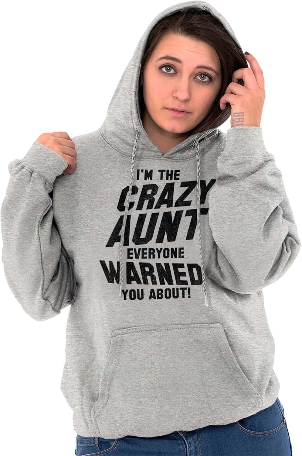 imageBrisco Brands Crazy Aunt Funny Fave Auntie Present Hoodie Sweatshirt WomenSport Grey