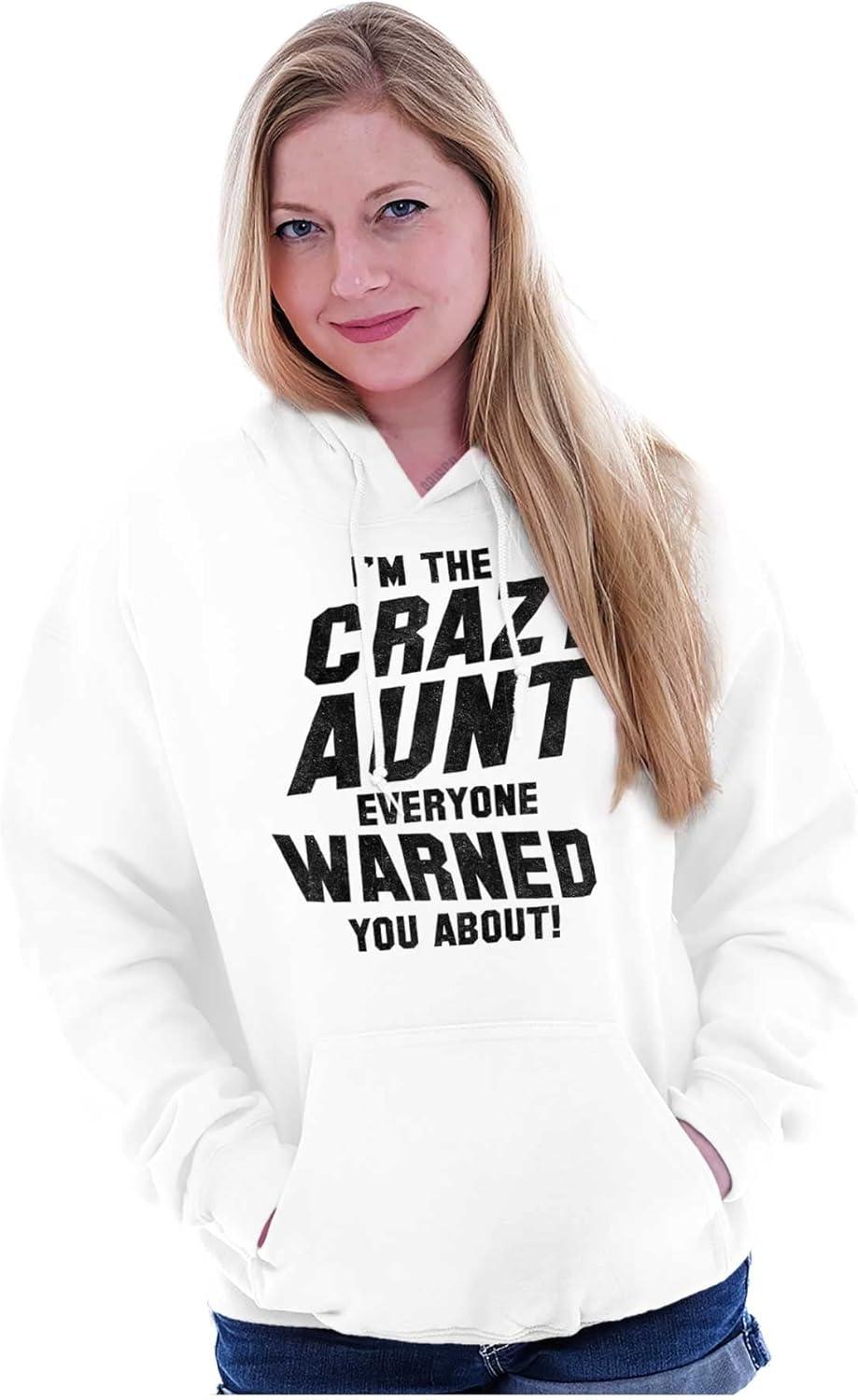 imageBrisco Brands Crazy Aunt Funny Fave Auntie Present Hoodie Sweatshirt WomenWhite