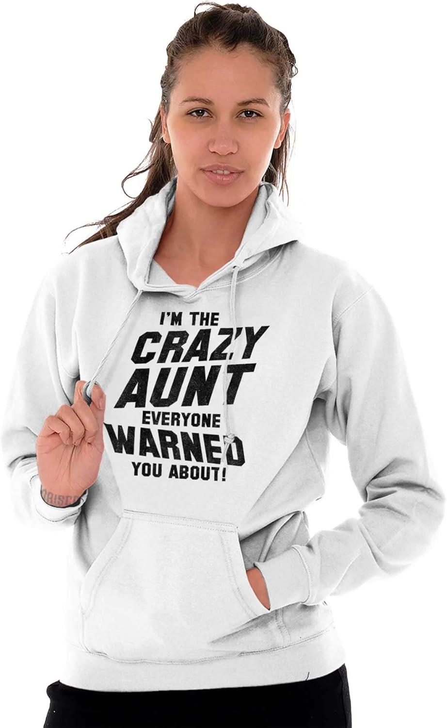 imageBrisco Brands Crazy Aunt Funny Fave Auntie Present Hoodie Sweatshirt WomenWhite