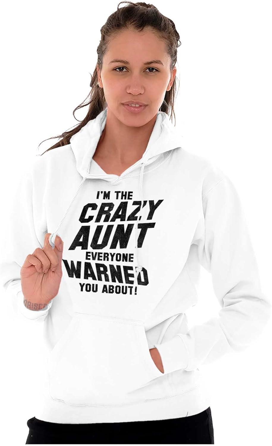 imageBrisco Brands Crazy Aunt Funny Fave Auntie Present Hoodie Sweatshirt WomenWhite