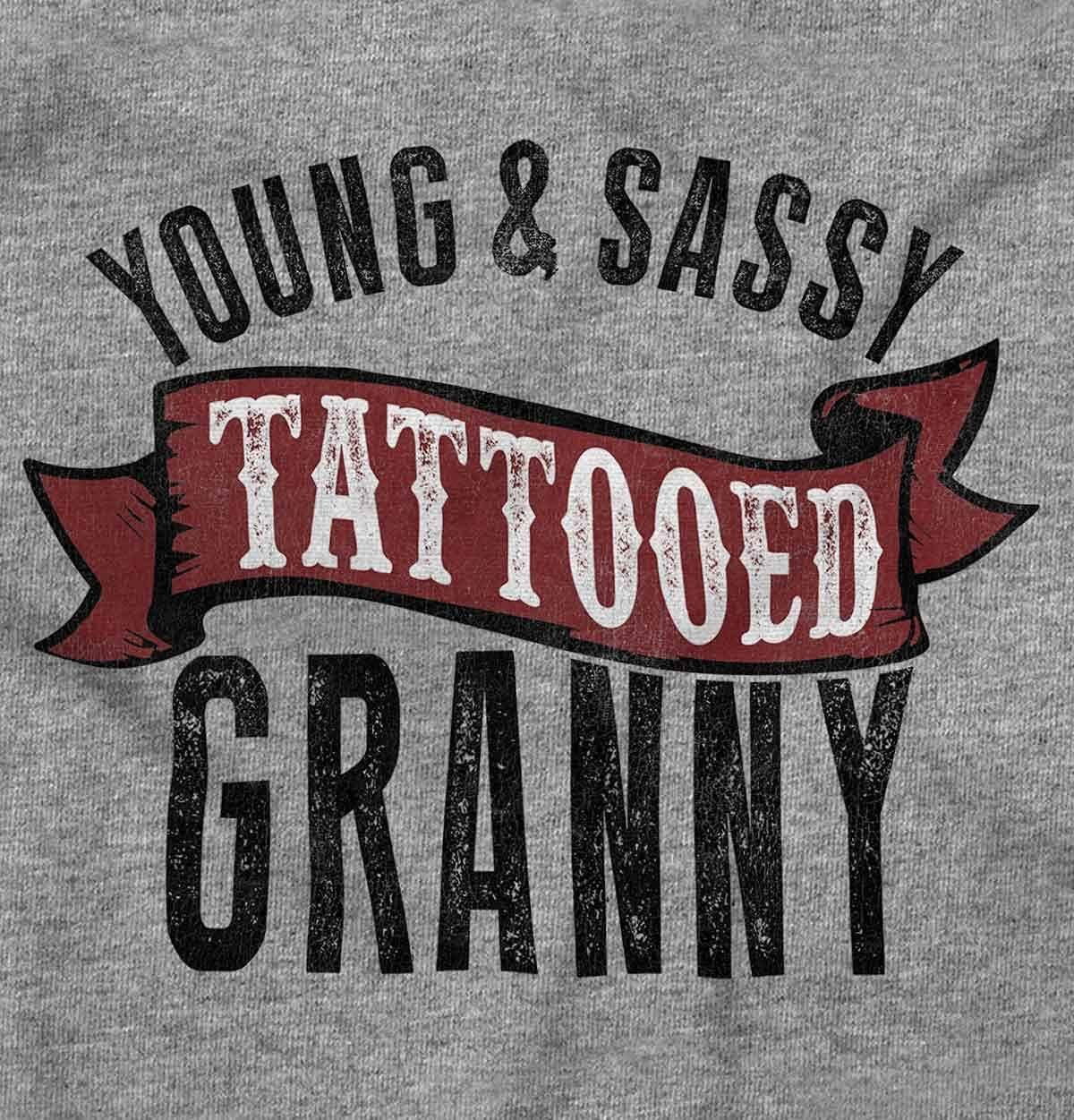 imageBrisco Brands Sassy Tattooed Granny Funny Grandma Zip Hoodie Sweatshirt WomenSport Grey