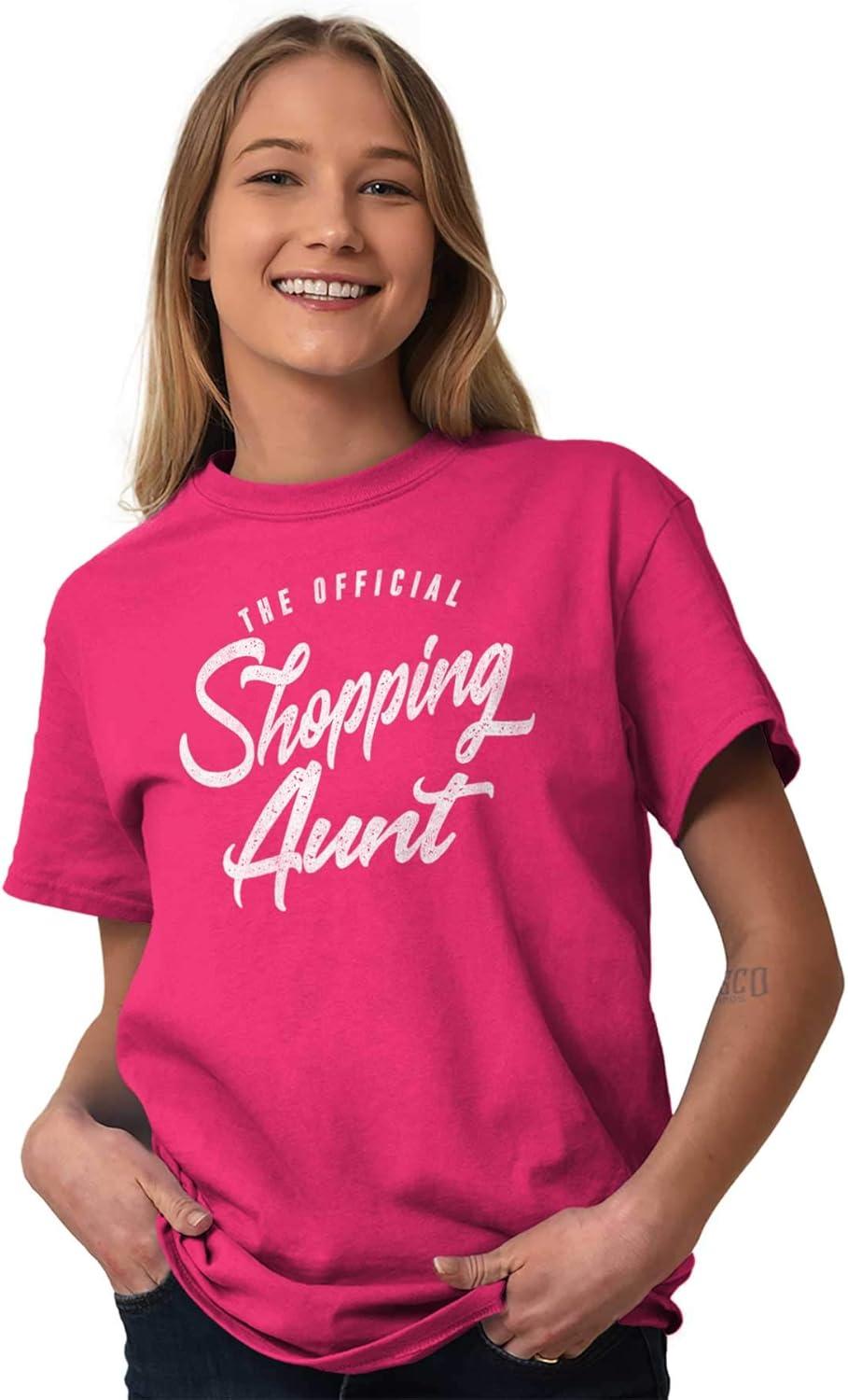 imageBrisco Brands Shopaholic Aunt Cute Cool Fun Auntie Womens Graphic T Shirt TeesHeliconia
