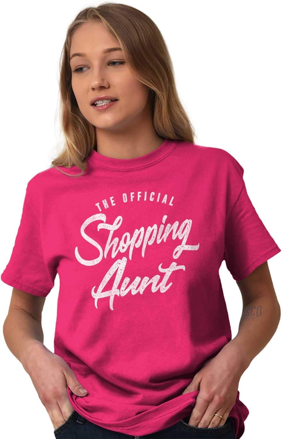 imageBrisco Brands Shopaholic Aunt Cute Cool Fun Auntie Womens Graphic T Shirt TeesHeliconia