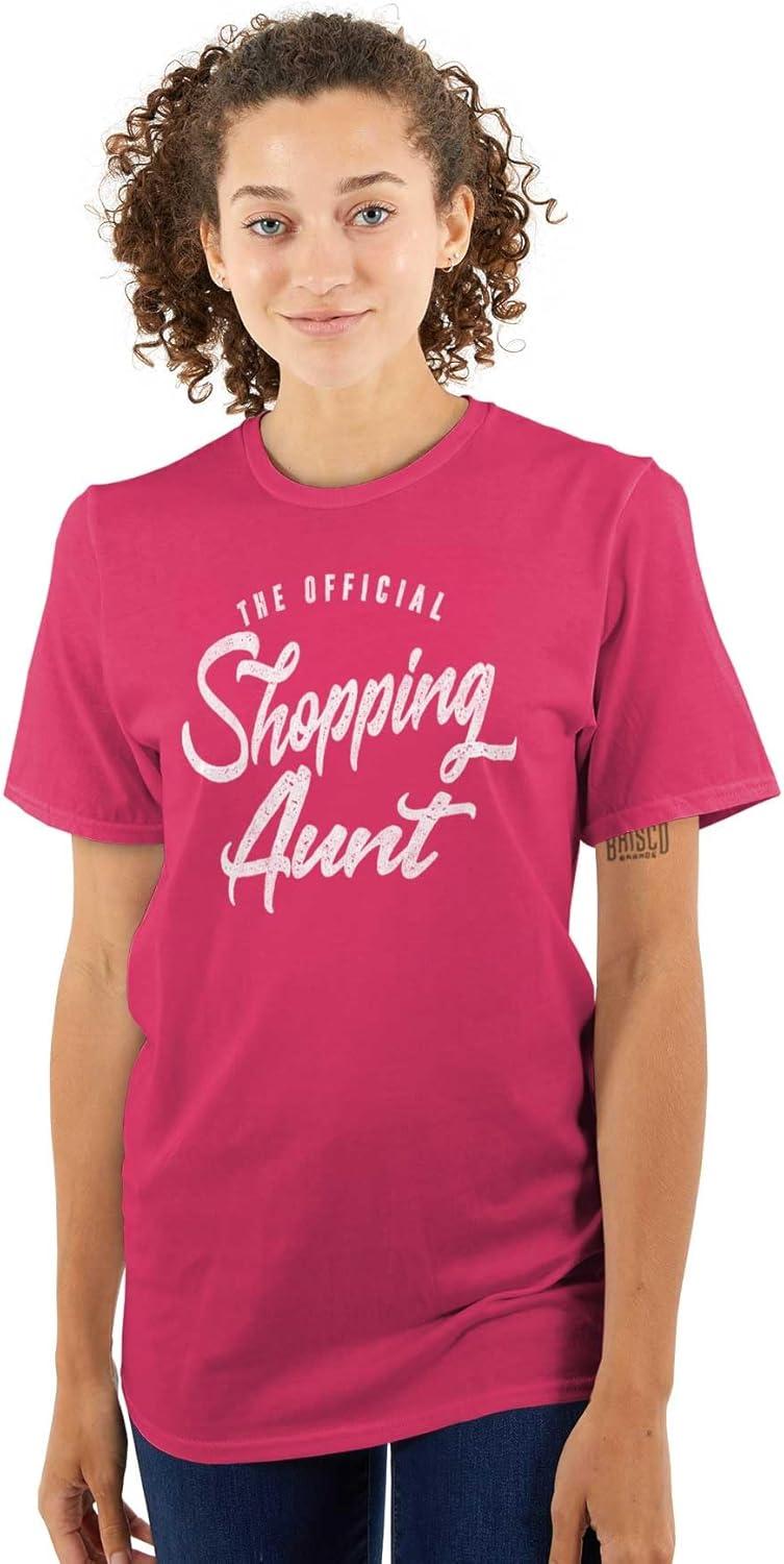 imageBrisco Brands Shopaholic Aunt Cute Cool Fun Auntie Womens Graphic T Shirt TeesHeliconia