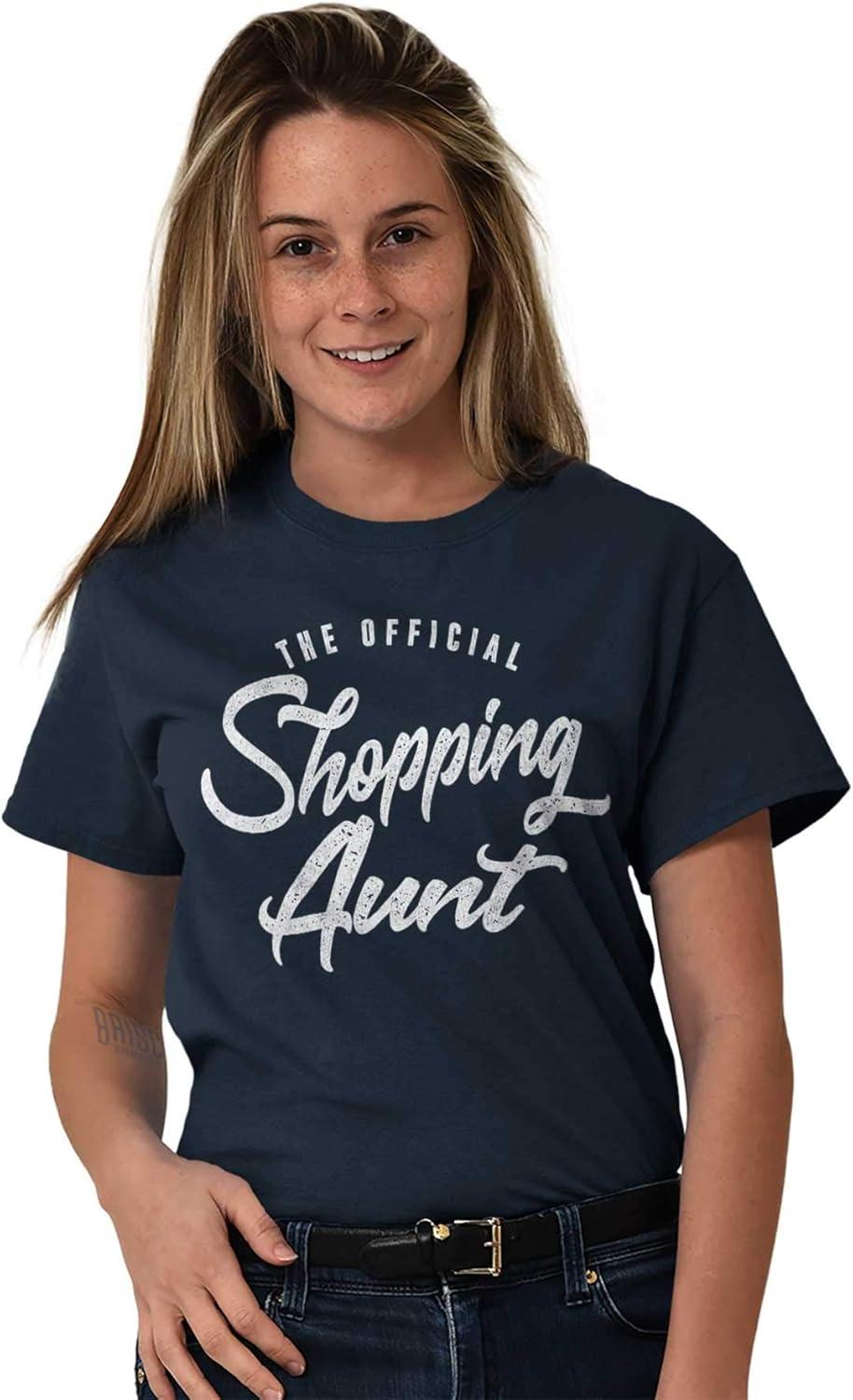 imageBrisco Brands Shopaholic Aunt Cute Cool Fun Auntie Womens Graphic T Shirt TeesNavy