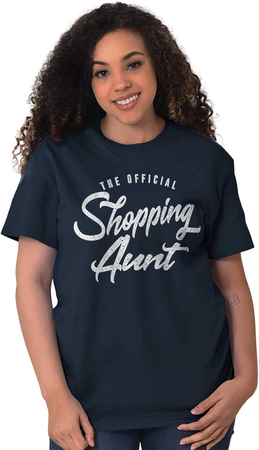 imageBrisco Brands Shopaholic Aunt Cute Cool Fun Auntie Womens Graphic T Shirt TeesNavy