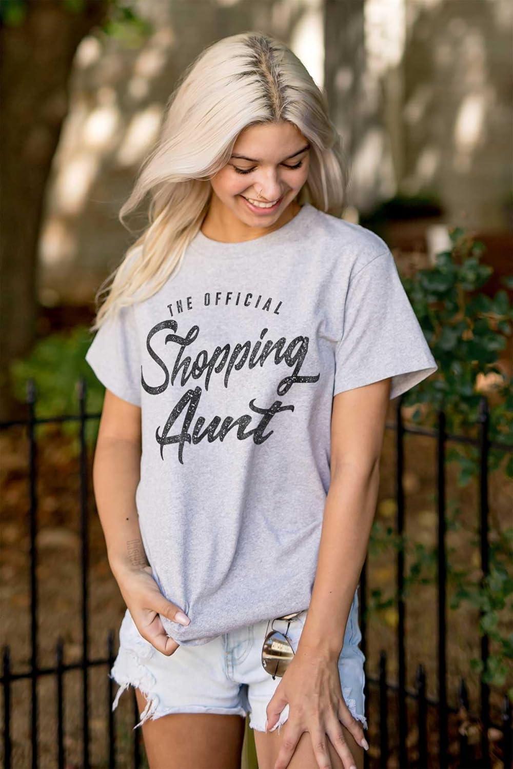imageBrisco Brands Shopaholic Aunt Cute Cool Fun Auntie Womens Graphic T Shirt TeesSport Grey