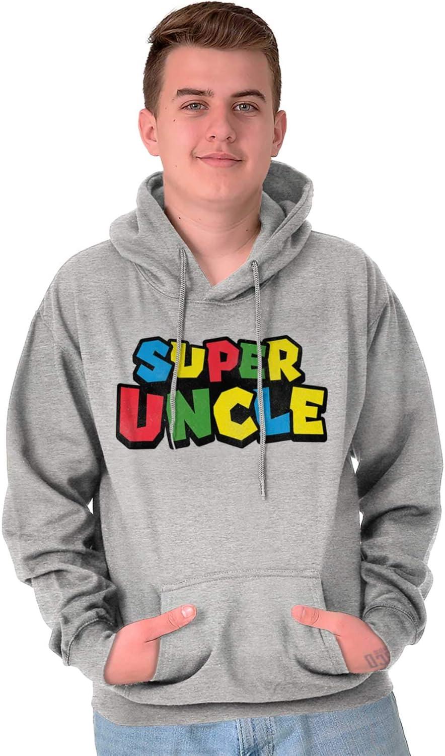 imageBrisco Brands Super Uncle Gamer Nerd Retro Geek Hoodie Hooded Sweatshirt MenSport Grey