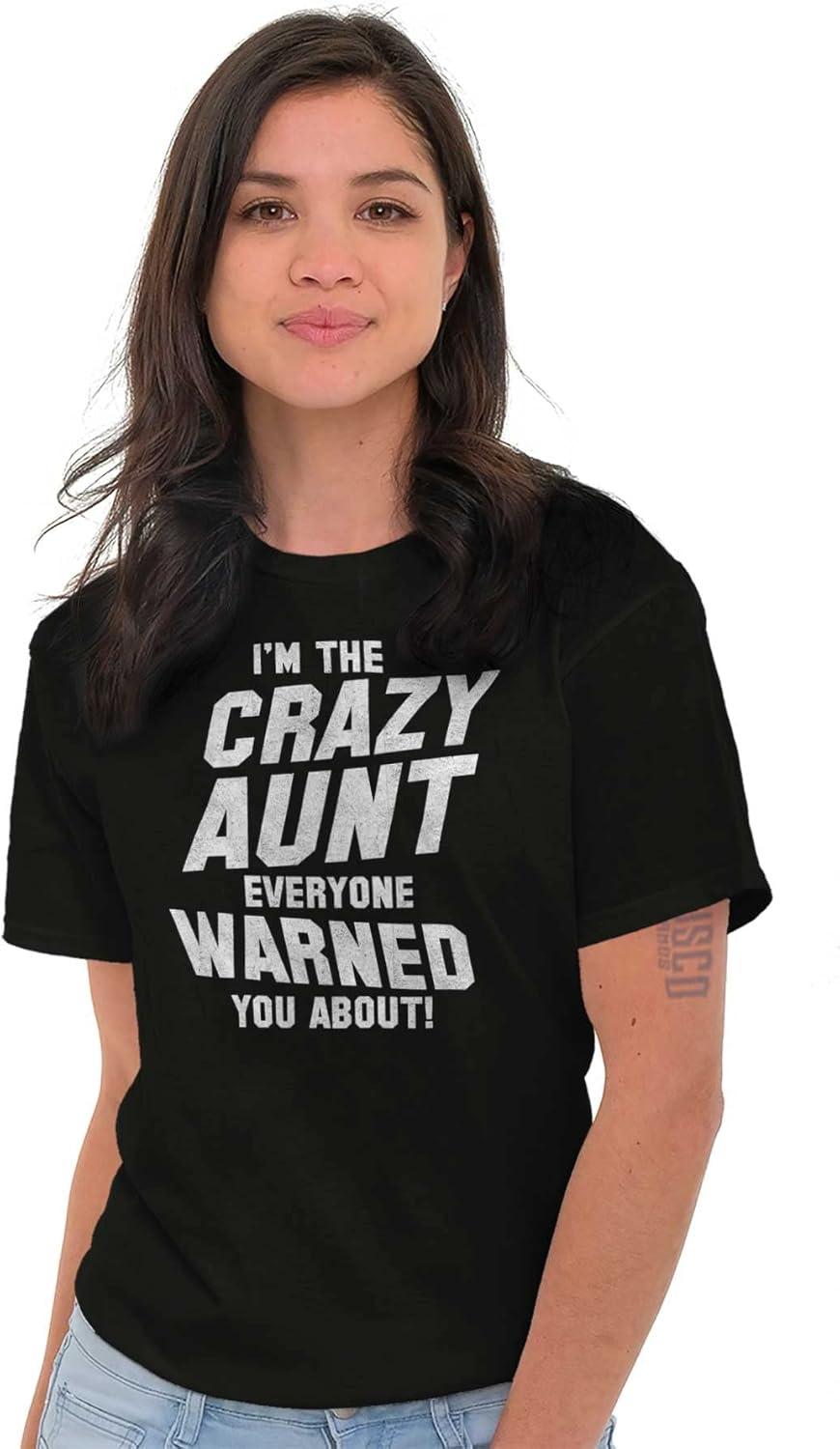 imageCrazy Aunt Funny Fave Auntie Present Womens Graphic T Shirt TeesBlack
