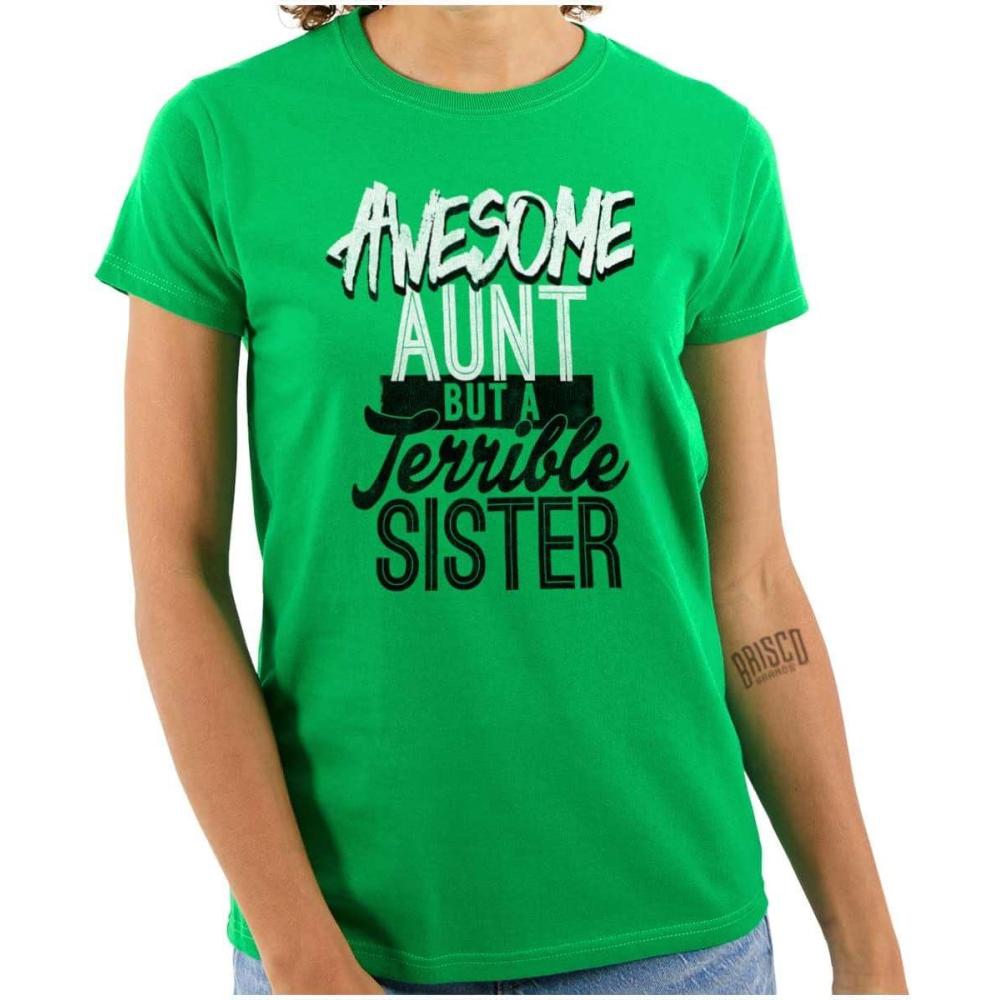 imageBest Awesome Crazy Sister Cute Funny Womens Slim Fit Graphic TeeIrish Green