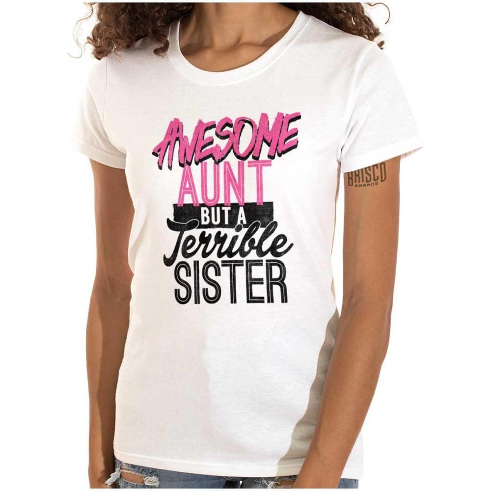 imageBest Awesome Crazy Sister Cute Funny Womens Slim Fit Graphic TeeWhite