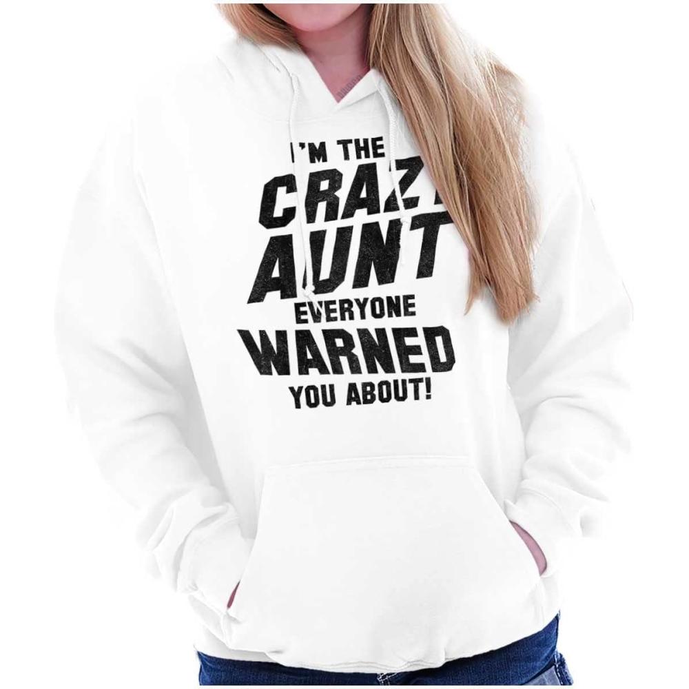 imageBrisco Brands Crazy Aunt Funny Fave Auntie Present Hoodie Sweatshirt WomenWhite
