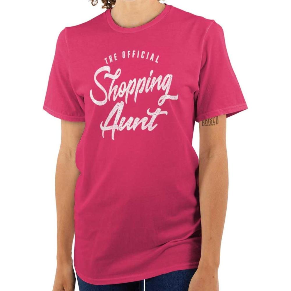 imageBrisco Brands Shopaholic Aunt Cute Cool Fun Auntie Womens Graphic T Shirt TeesHeliconia
