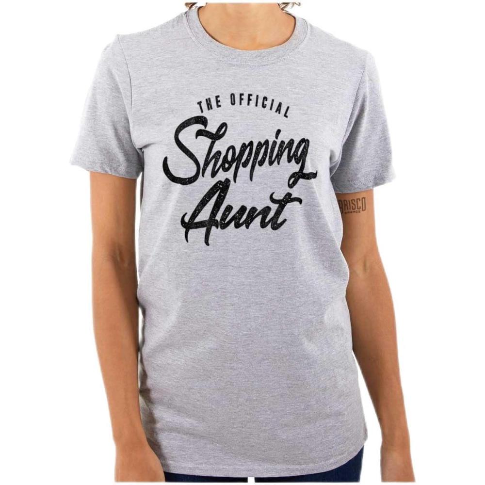 imageBrisco Brands Shopaholic Aunt Cute Cool Fun Auntie Womens Graphic T Shirt TeesSport Grey