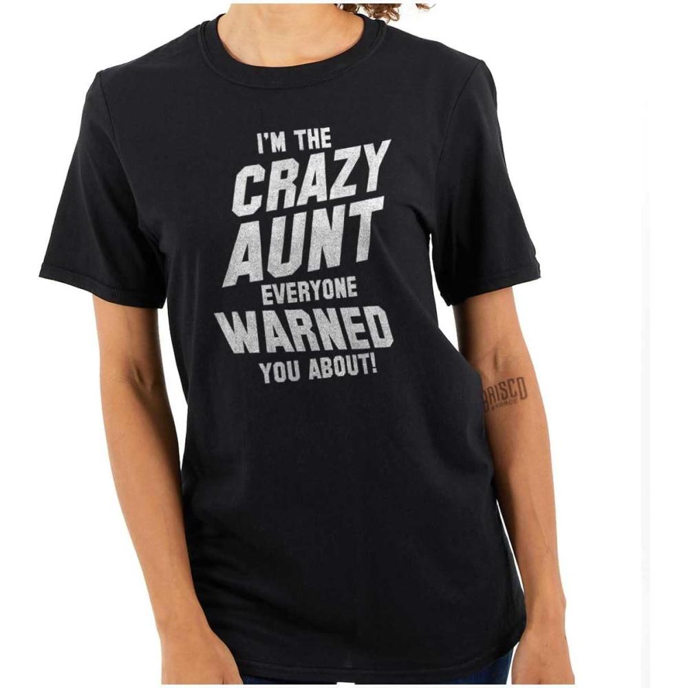 imageCrazy Aunt Funny Fave Auntie Present Womens Graphic T Shirt TeesBlack