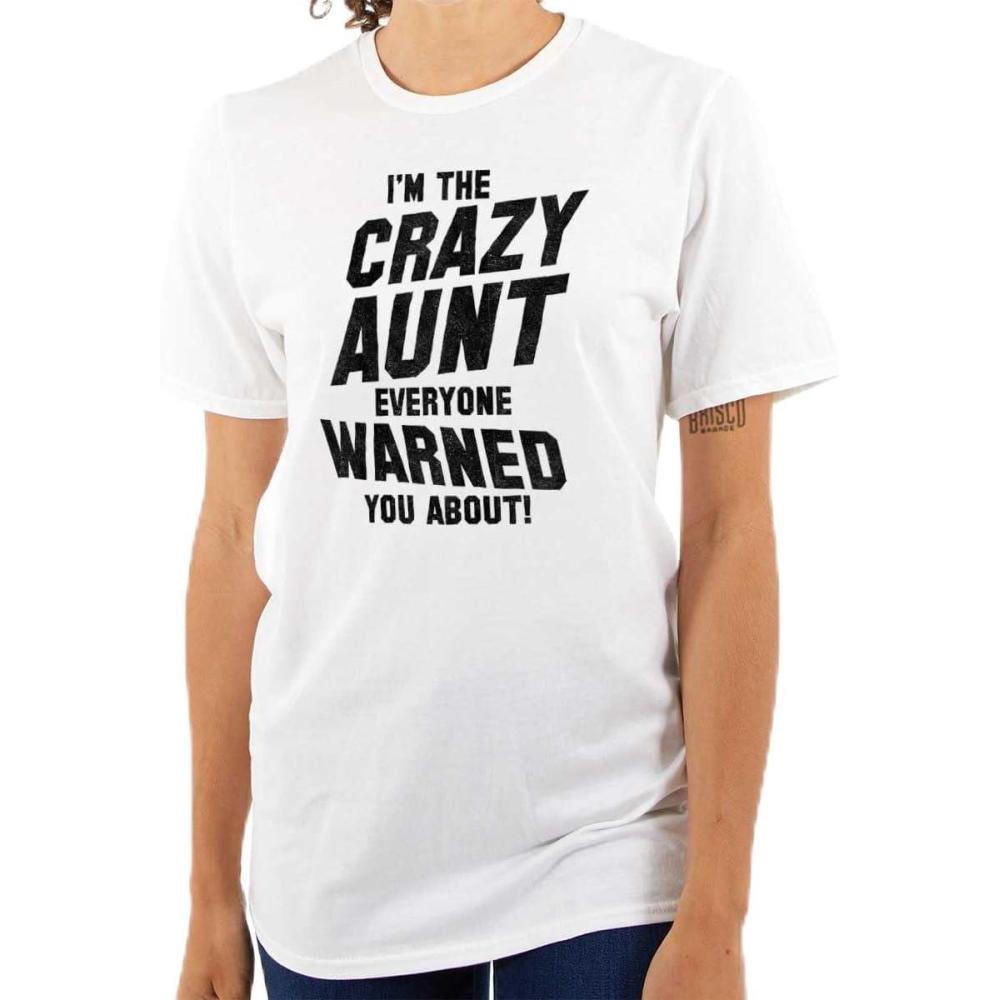 imageCrazy Aunt Funny Fave Auntie Present Womens Graphic T Shirt TeesWhite
