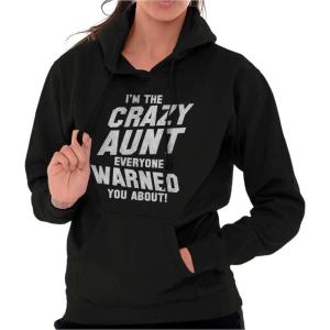 Brisco Brands Crazy Aunt Funny Fave Auntie Present Hoodie Sweatshirt Women(Black)