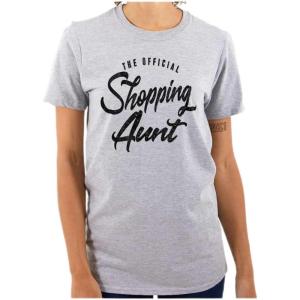 Brisco Brands Shopaholic Aunt Cute Cool Fun Auntie Womens Graphic T Shirt Tees(Sport Grey)