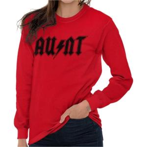 Cool Auntie Aunt Funny Favorite Cute Women’s Long Sleeve T Shirt(Red)