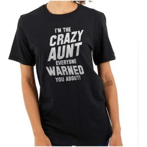 Crazy Aunt Funny Fave Auntie Present Womens Graphic T Shirt Tees(Black)