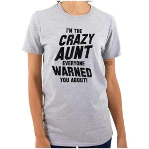 Crazy Aunt Funny Fave Auntie Present Womens Graphic T Shirt Tees(Sport Grey)