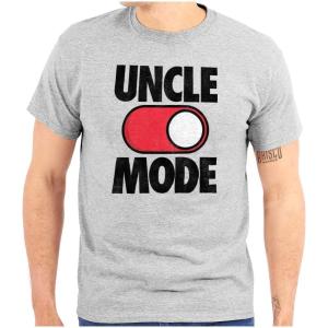 Uncle Mode On Off Gym Birthday Mens Graphic T Shirt Tees(Sport Grey)
