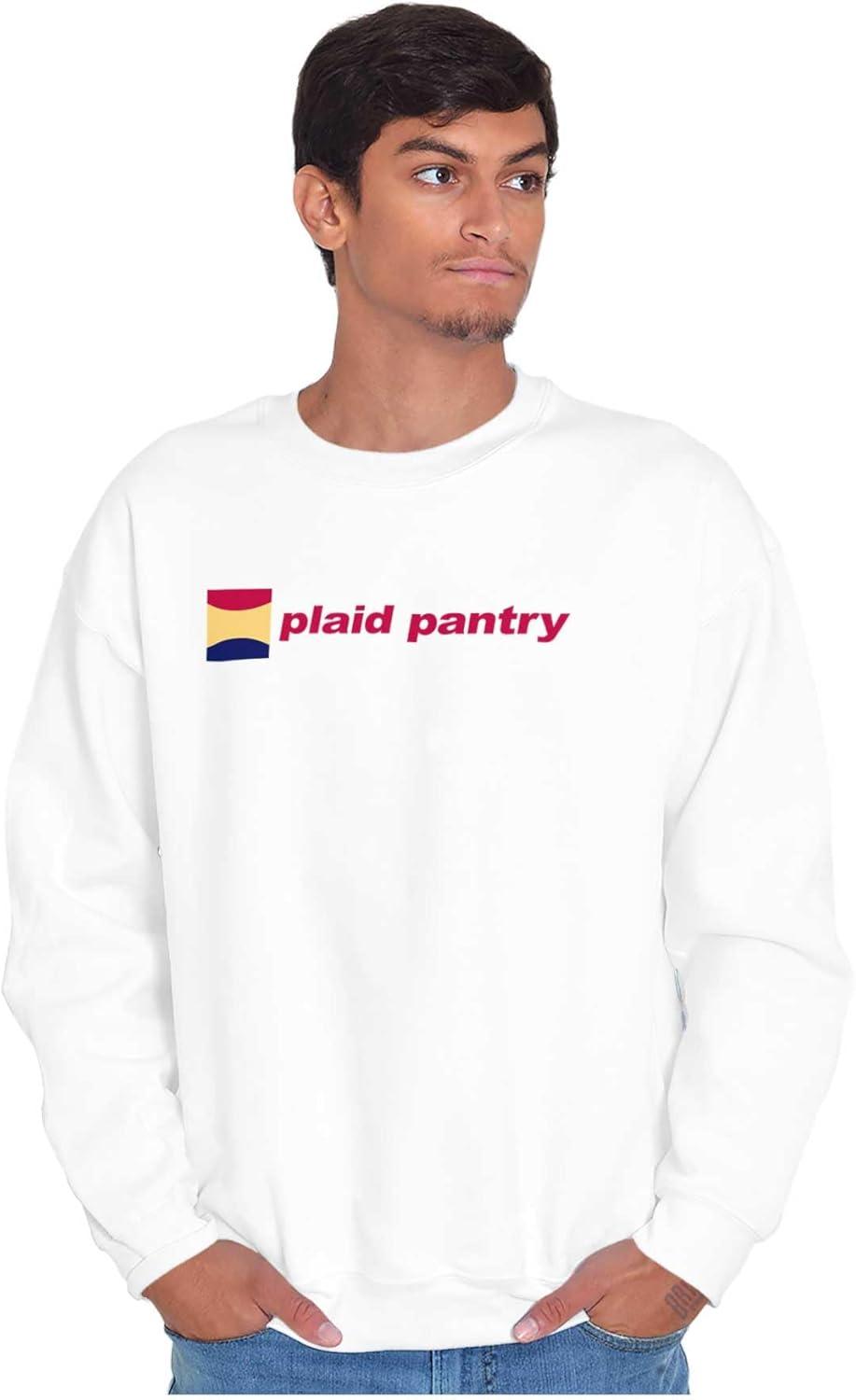 imageBrisco Brands Plaid Pantry Store Minimalist Logo Sweatshirt for Men or WomenWhite