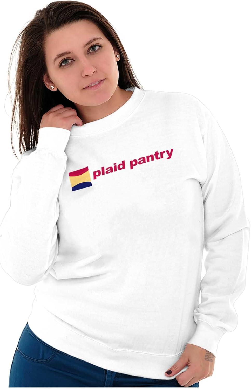 imageBrisco Brands Plaid Pantry Store Minimalist Logo Sweatshirt for Men or WomenWhite