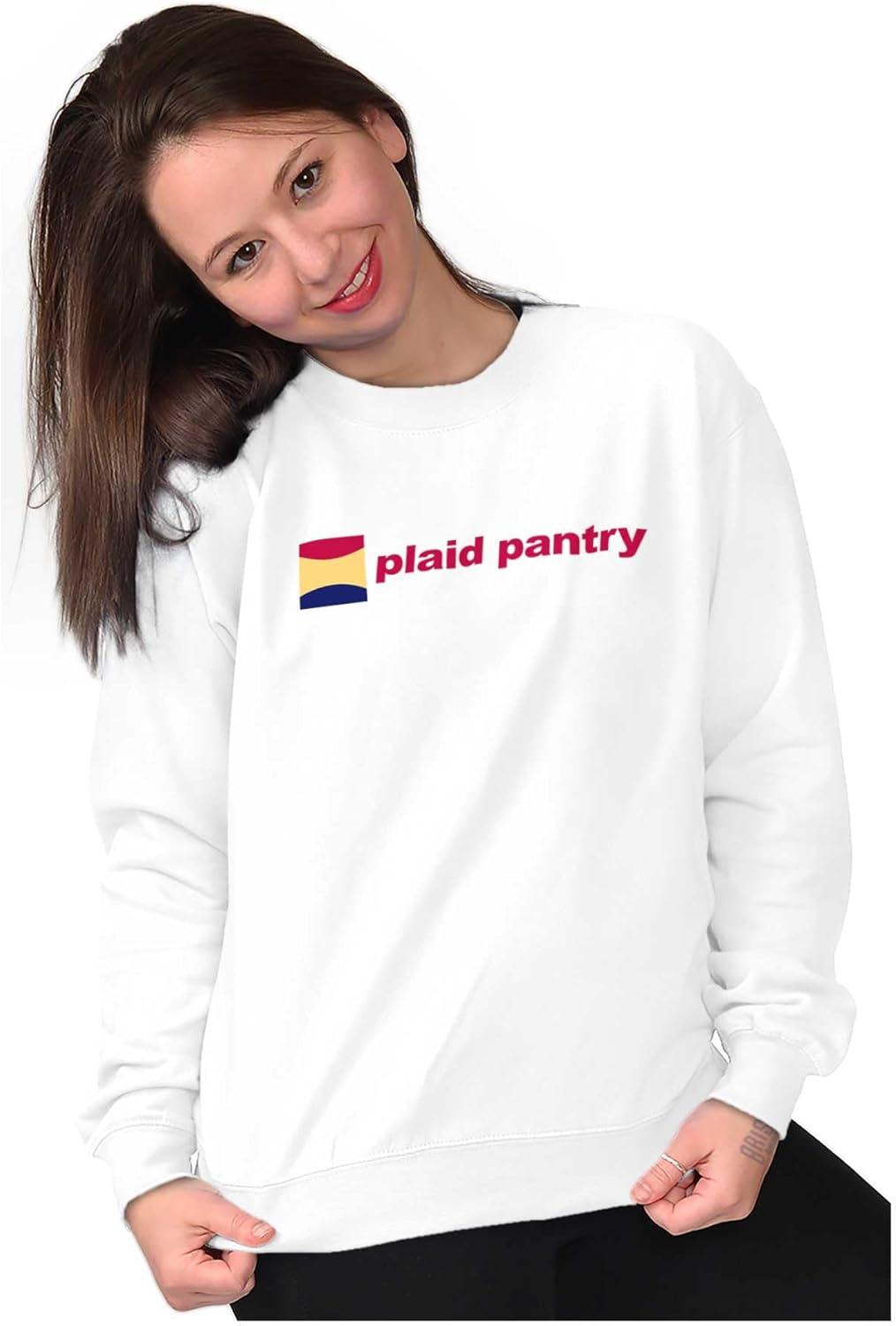 imageBrisco Brands Plaid Pantry Store Minimalist Logo Sweatshirt for Men or WomenWhite
