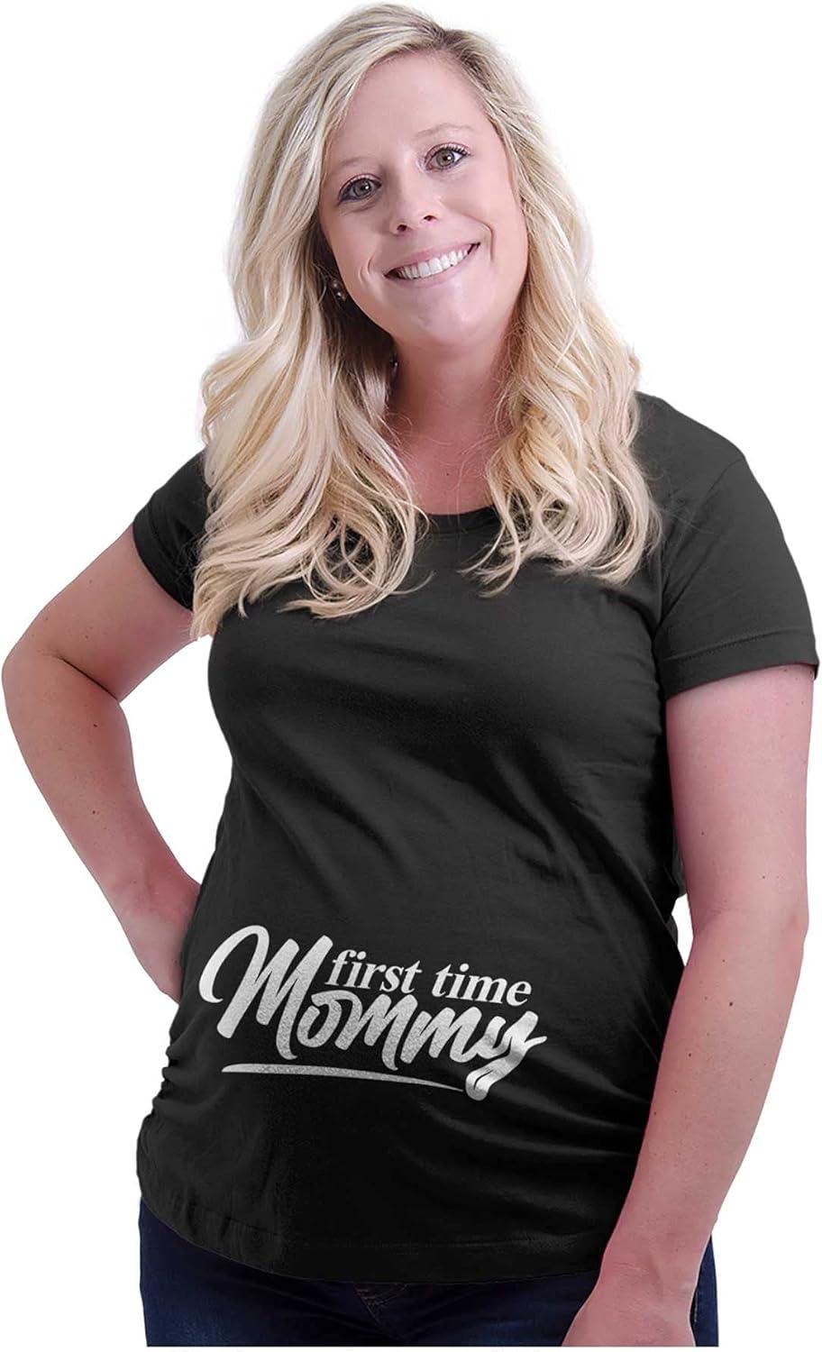 imageBrisco Brands Womens Maternity First Time Mommy Cute Pregnancy T Shirt TeeBlack