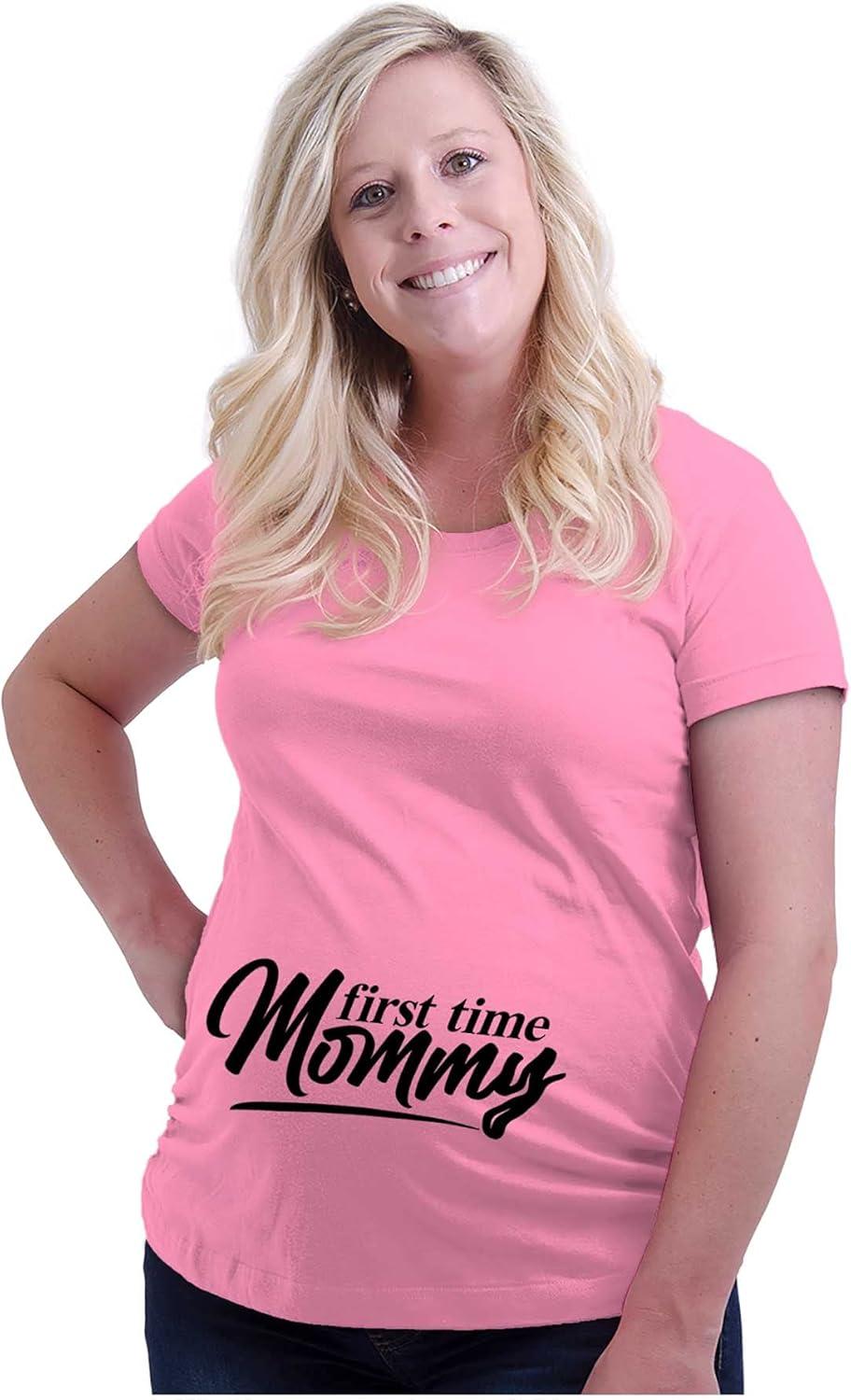 imageBrisco Brands Womens Maternity First Time Mommy Cute Pregnancy T Shirt TeePink