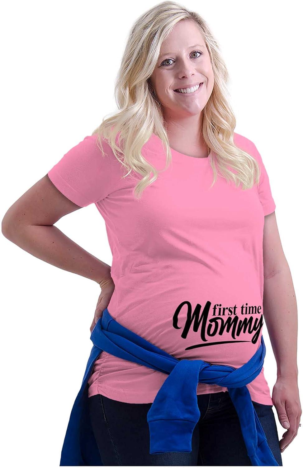 imageBrisco Brands Womens Maternity First Time Mommy Cute Pregnancy T Shirt TeePink