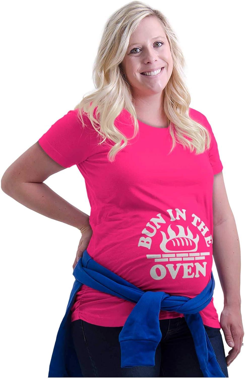 imageWomens Maternity Bun in The Oven Prenatal Expecting T Shirt TeeHot Pink
