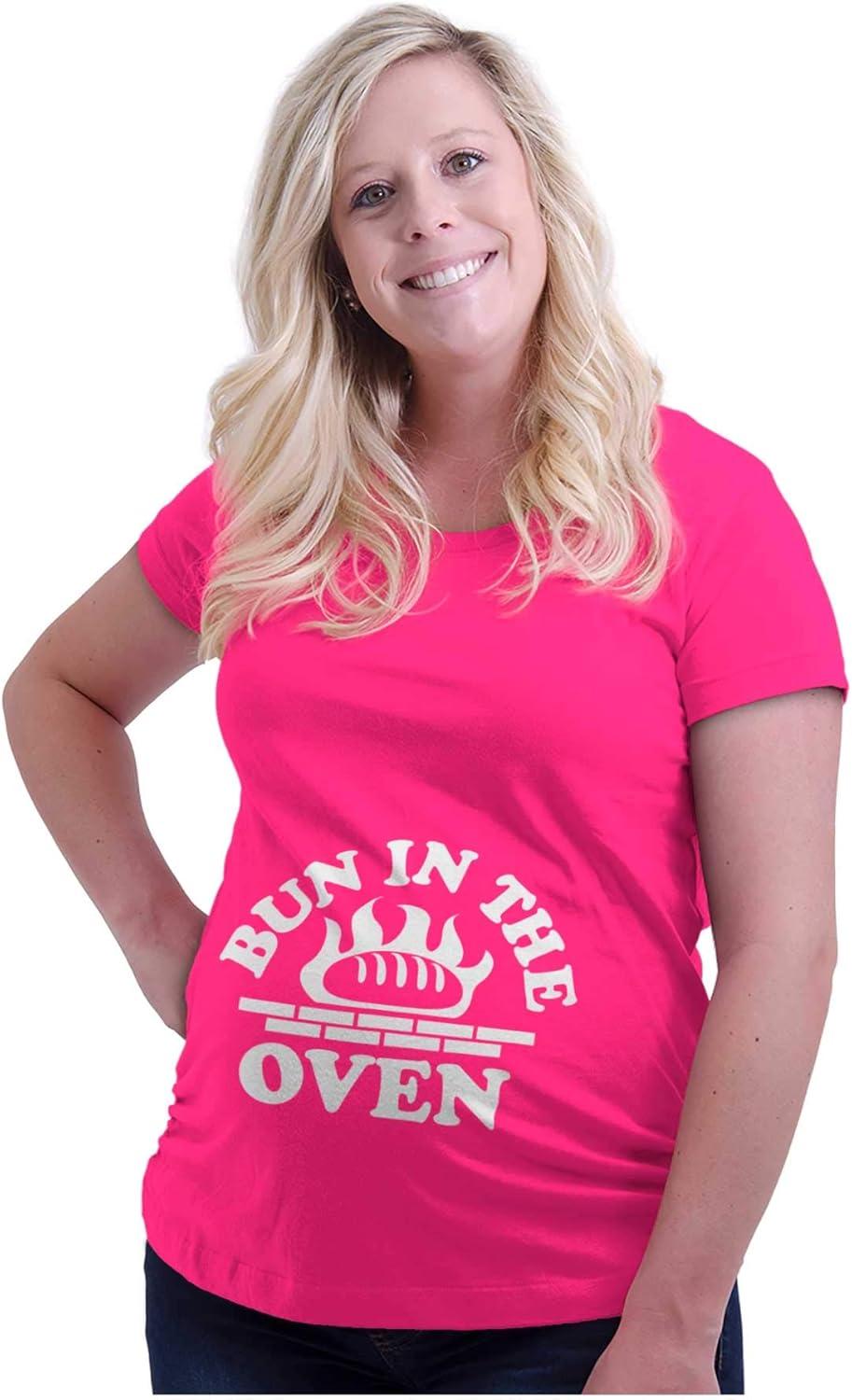 imageWomens Maternity Bun in The Oven Prenatal Expecting T Shirt TeeHot Pink