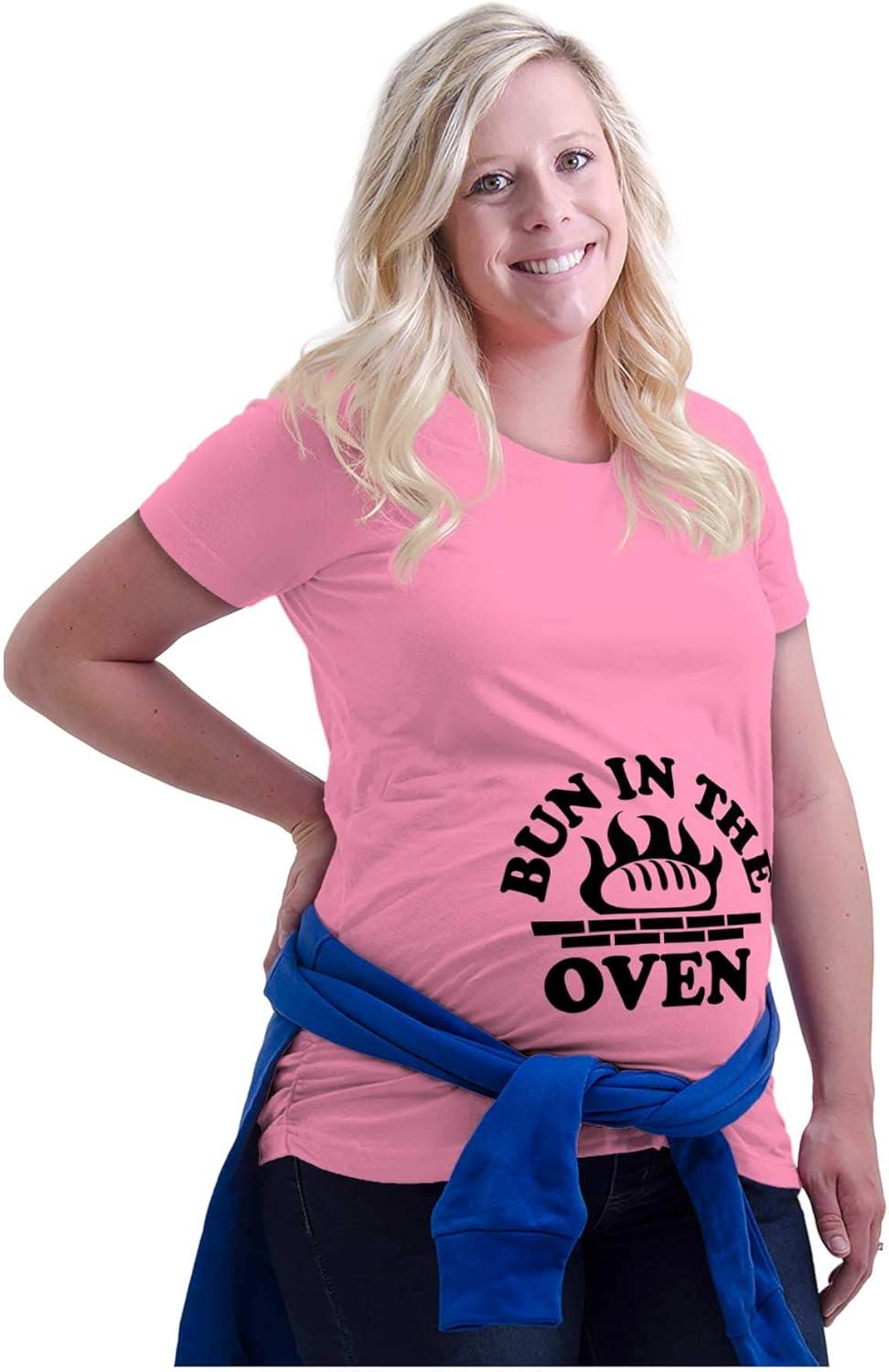 imageWomens Maternity Bun in The Oven Prenatal Expecting T Shirt TeePink