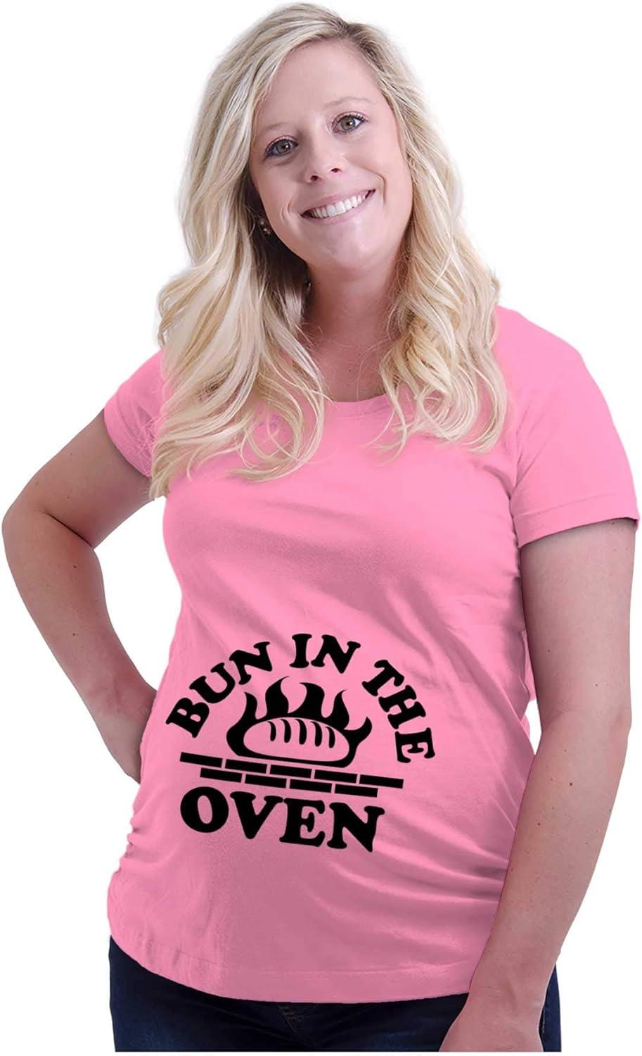 imageWomens Maternity Bun in The Oven Prenatal Expecting T Shirt TeePink