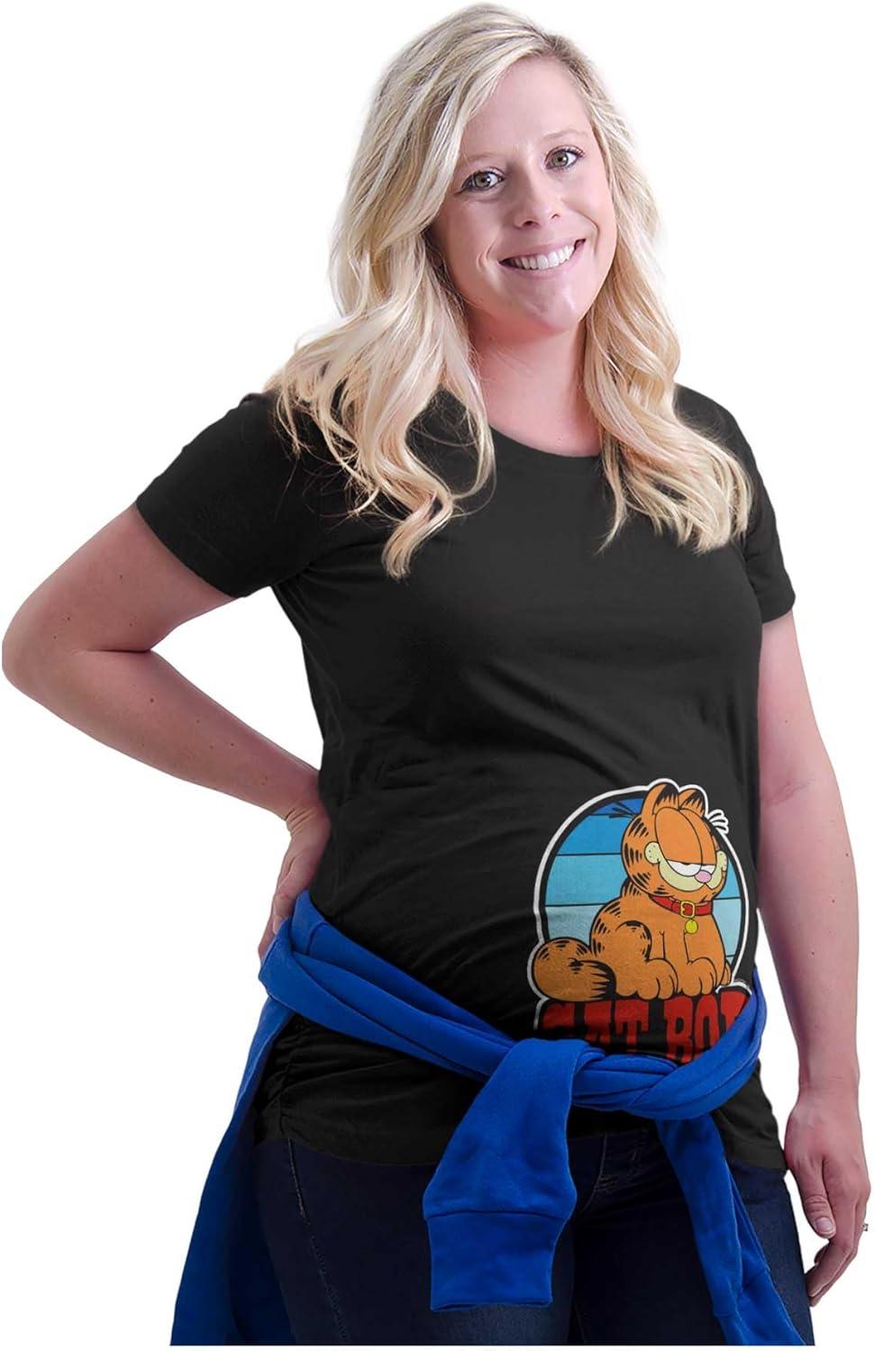 imageWomens Maternity Funny Garfield Cartoon Cat BOD T Shirt TeeBlack