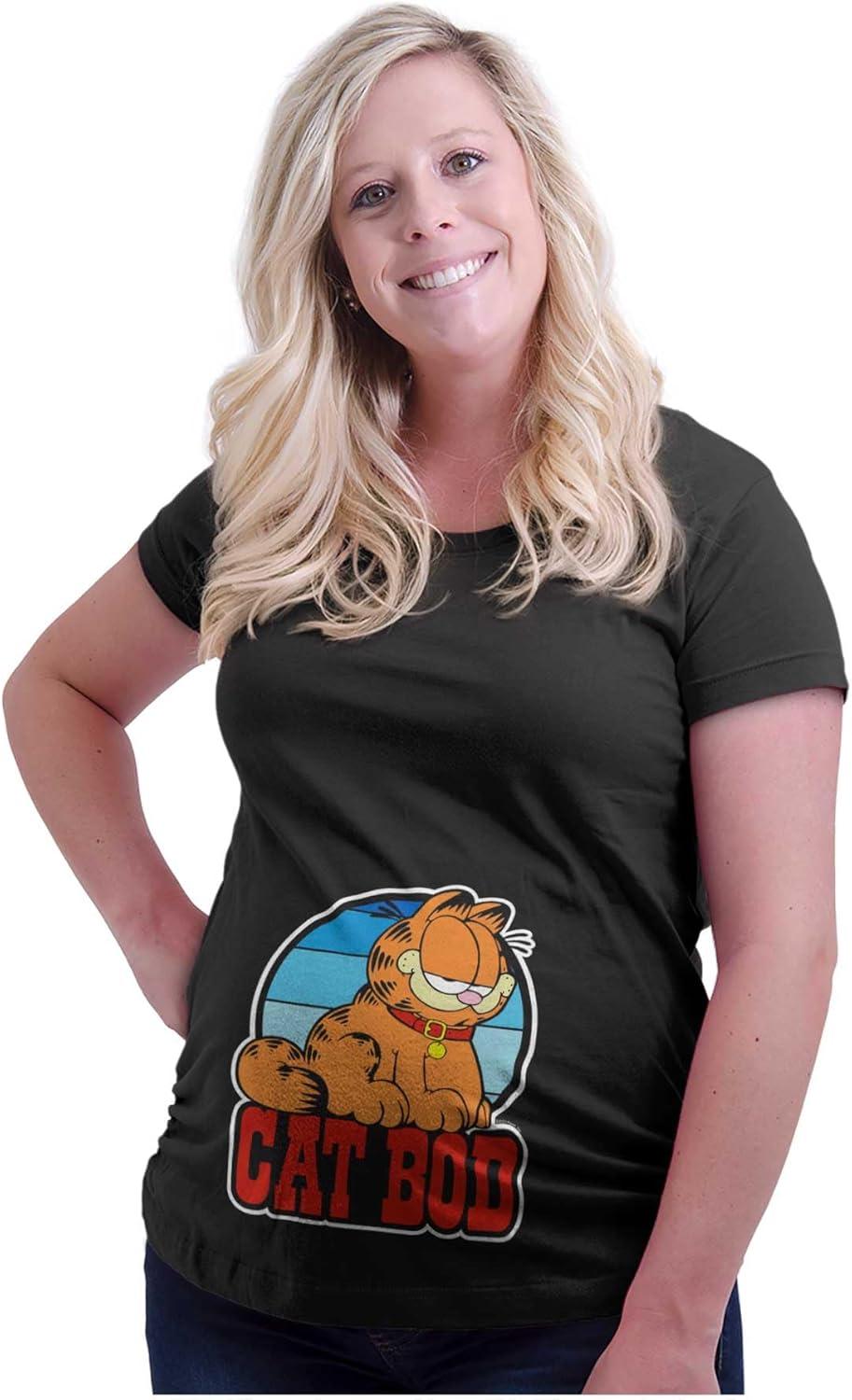 imageWomens Maternity Funny Garfield Cartoon Cat BOD T Shirt TeeBlack
