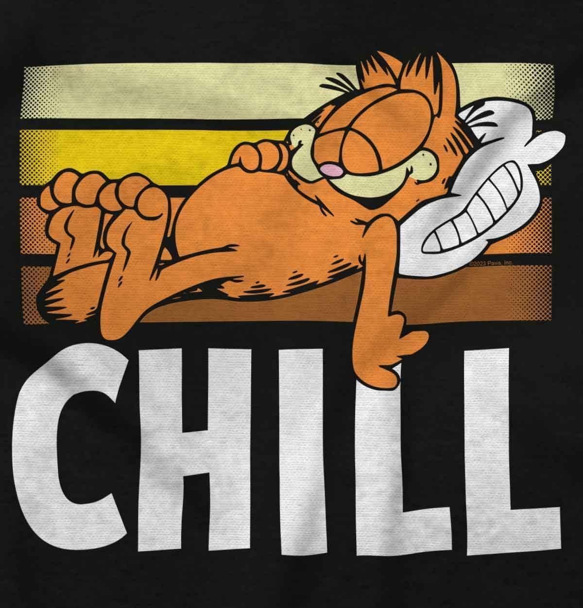 imageWomens Maternity Funny Retro Garfield Cartoon Chill T Shirt TeeBlack