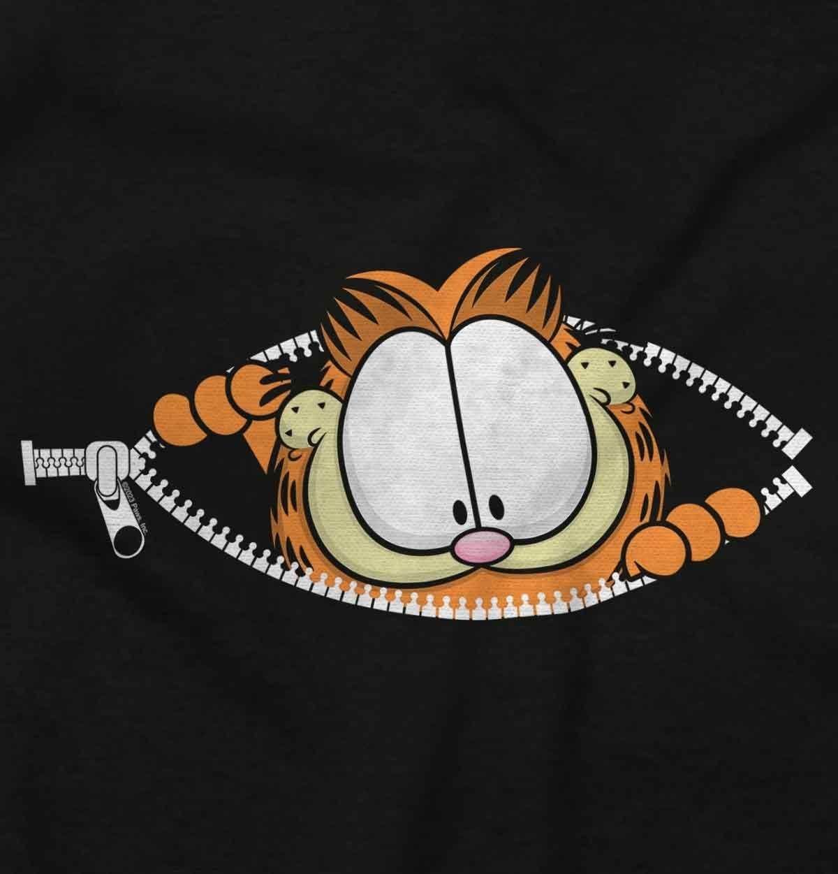 imageWomens Maternity Garfield Cartoon Peak A Boo Zipper T Shirt TeeBlack